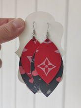 Load image into Gallery viewer, LV Leather Heart Earrings