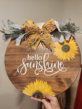 Load image into Gallery viewer, Hello Sunshine Sunflower door hanger sign