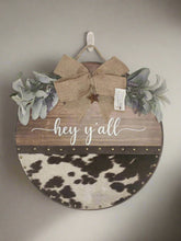 Load image into Gallery viewer, Hey Y'all Cowhide Sign