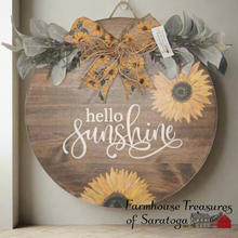 Load image into Gallery viewer, Hello Sunshine Sunflower door hanger sign