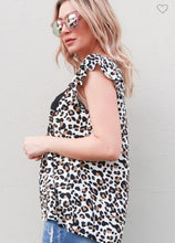 Load image into Gallery viewer, Leopard With Embroidery Flower Woven Top