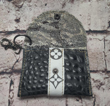 Load image into Gallery viewer, LV Upcycled and Genuine Leather Card Holder (Black Crocodile)
