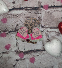 Load image into Gallery viewer, Upcycled LV Heart Shaped Earrings (Hot Pink)