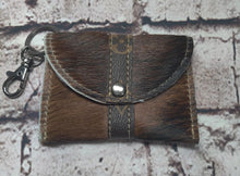 Load image into Gallery viewer, LV Upcycled and Genuine Leather Card Holder (Black and Brown Cowhide)