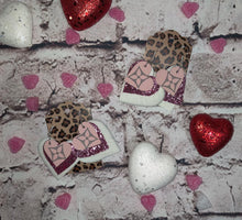 Load image into Gallery viewer, LV Upcycled Heart Earrings (Pink)