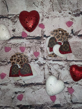 Load image into Gallery viewer, LV and Cowhide Heart Earrings (Red)