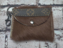 Load image into Gallery viewer, LV Upcycled and Genuine Leather Card Holder (Brown Cowhide)