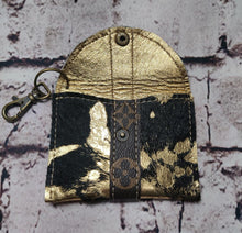 Load image into Gallery viewer, LV Upcycled and Genuine Leather Card Holder (Black & Gold)