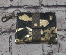 Load image into Gallery viewer, LV Upcycled and Genuine Leather Card Holder (Black & Gold)