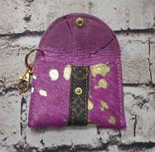 Load image into Gallery viewer, LV Upcycled and Genuine Leather Card Holder (Pink and Gold)