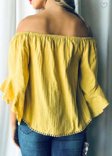 Load image into Gallery viewer, Front smocking sleeve trim detail off shoulder top