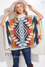 Load image into Gallery viewer, Aztec Turtleneck Poncho (Oatmeal)