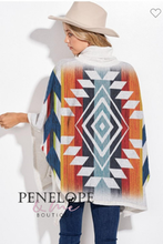 Load image into Gallery viewer, Aztec Turtleneck Poncho (Oatmeal)