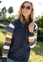 Load image into Gallery viewer, French Terry Multi Stripe Hoodie