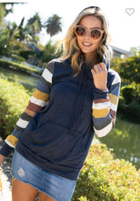 Load image into Gallery viewer, French Terry Multi Stripe Hoodie