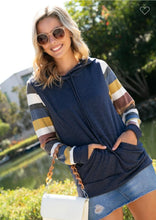 Load image into Gallery viewer, French Terry Multi Stripe Hoodie