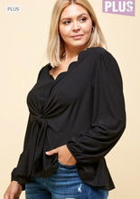 Load image into Gallery viewer, Long Sleeve Peplum Blouse With Scallop Neck