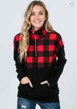Load image into Gallery viewer, LONG SLEEVE HALF ZIP BUFFALO PLAID PULLOVER
