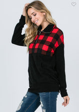 Load image into Gallery viewer, LONG SLEEVE HALF ZIP BUFFALO PLAID PULLOVER