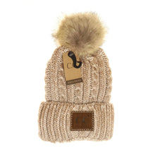 Load image into Gallery viewer, C.C. Two-Tone Ombre Vintage Faux Fur Pom Beanie