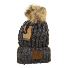 Load image into Gallery viewer, C.C. Two-Tone Ombre Vintage Faux Fur Pom Beanie