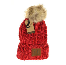 Load image into Gallery viewer, C.C. Two-Tone Ombre Vintage Faux Fur Pom Beanie