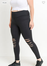Load image into Gallery viewer, Highwaist Shredded Knee Laser-Cut Leggings