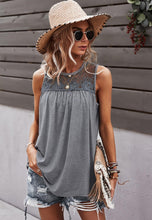 Load image into Gallery viewer, Crew Neck Lace Solid Loose Fit Top