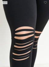 Load image into Gallery viewer, Highwaist Shredded Knee Laser-Cut Leggings
