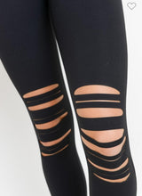 Load image into Gallery viewer, Highwaist Shredded Knee Laser-Cut Leggings