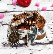 Load image into Gallery viewer, Lv Leather and Beaded Stackable Bracelets
