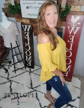 Load image into Gallery viewer, Front smocking sleeve trim detail off shoulder top