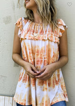 Load image into Gallery viewer, Tie Dye Shirring Short Sleeve Knit Top