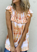 Load image into Gallery viewer, Tie Dye Shirring Short Sleeve Knit Top