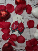 Load image into Gallery viewer, LV Leather Heart Earrings