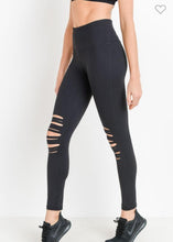 Load image into Gallery viewer, Highwaist Shredded Knee Laser-Cut Leggings