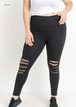 Load image into Gallery viewer, Highwaist Shredded Knee Laser-Cut Leggings