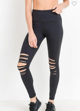 Load image into Gallery viewer, Highwaist Shredded Knee Laser-Cut Leggings