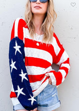 Load image into Gallery viewer, American Flag Long Sleeve Knit Top