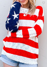 Load image into Gallery viewer, American Flag Long Sleeve Knit Top