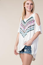 Load image into Gallery viewer, Open Shoulder Tribal Pattern Top with Stones