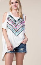 Load image into Gallery viewer, Open Shoulder Tribal Pattern Top with Stones