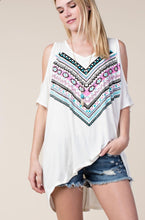 Load image into Gallery viewer, Open Shoulder Tribal Pattern Top with Stones