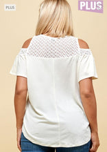 Load image into Gallery viewer, Cold Shoulder Embellished Lace Blouse