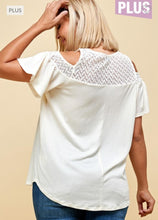 Load image into Gallery viewer, Cold Shoulder Embellished Lace Blouse