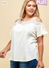 Load image into Gallery viewer, Cold Shoulder Embellished Lace Blouse