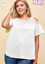 Load image into Gallery viewer, Cold Shoulder Embellished Lace Blouse