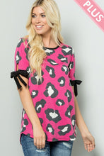 Load image into Gallery viewer, Leopard print top with ribbon tie sleeve
