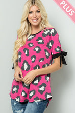 Load image into Gallery viewer, Leopard print top with ribbon tie sleeve
