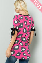 Load image into Gallery viewer, Leopard print top with ribbon tie sleeve
